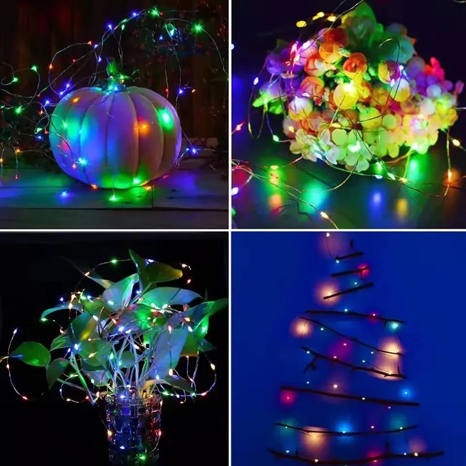 Outdoor Solar-Lichterkette 300/200/100/50 LED Feen-Girlande 8 Modi Garten Hof Baum Weihnachtsfeier Wasserdichte Kupferdraht-Lampe