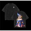 Dark Magician Girl Yugioh Yu Gi Oh Anime Printed Vintage Washed Tee Unisex Oversize Heavyweight Cotton T-shirt For Anime Fans