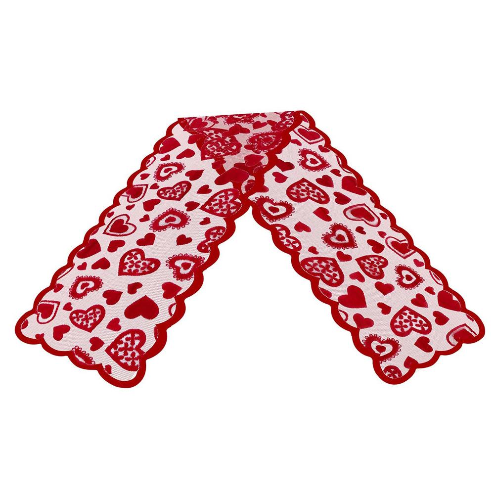 

Valentine s Day Table Runner Placemat - Heart Lace Table Cloth Heat Insulation Pad for Romantic Holiday Party Dining Table XS（old）