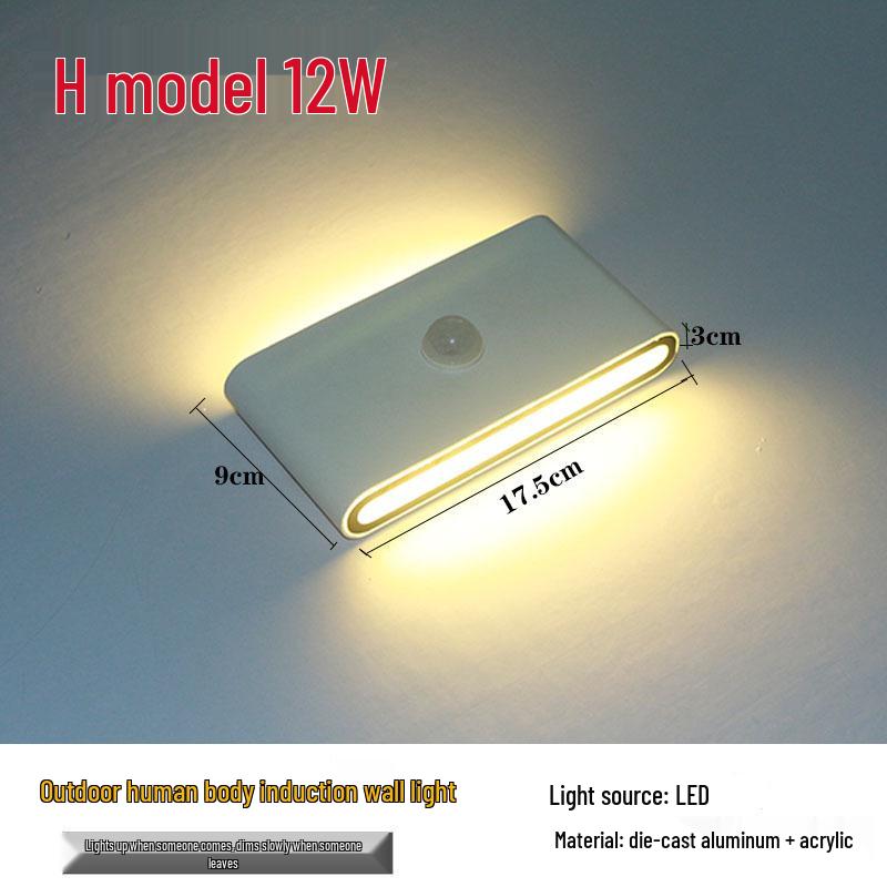 Waterproof LED Motion Sensor Outdoor Wall Light: Modern Minimalist Design for Courtyard, Balcony, and Entryway