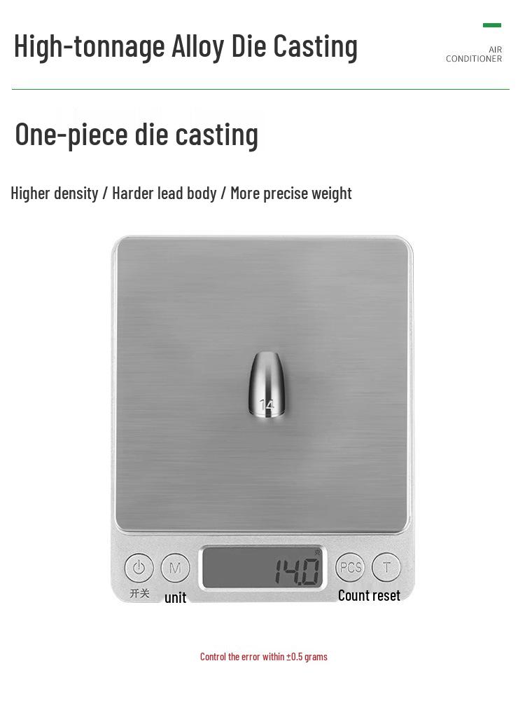 Alloy Bullet Waist Drum Lead Sinker: Anti-Snag Texas Rig Tungsten Steel Alternative with Plastic Core.