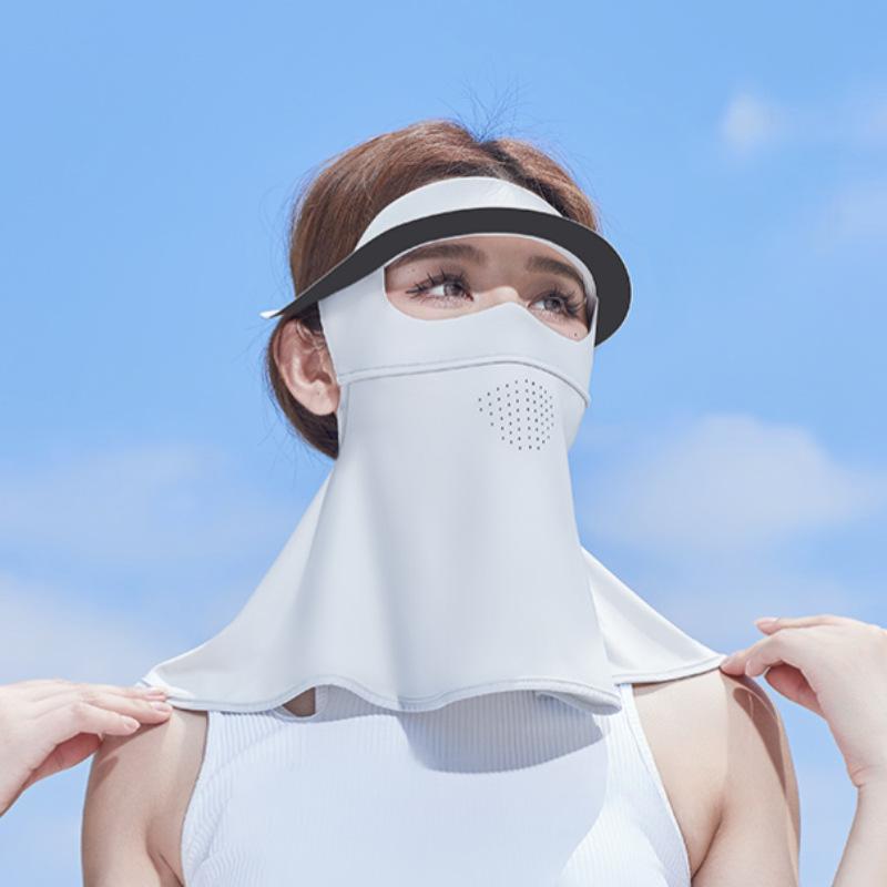 Women s Black Coating Visor Ice Silk Sun Protection Face Mask Full Face Balaclava UV Protection Neck Cover Cycling Driving
