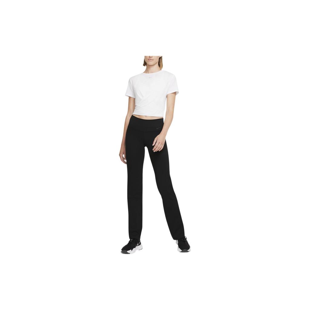 Nike Solid Color Logo Gathered Hem Pullover Short Sleeve T-Shirt Women tops White DD4921-100