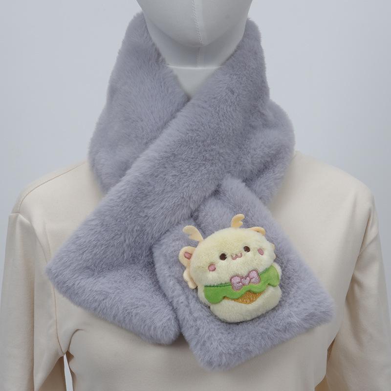 Children's Cartoon Panda Plush Scarf - Warm, Windproof Neck Gaiter for Autumn/Winter Boys & Girls.