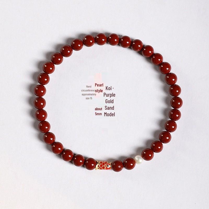 Purple Gold Sand Koi Cinnabar Bracelet - Abundance and Luck Benmingnian Jewelry.