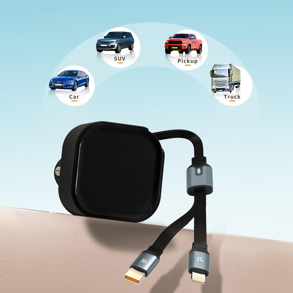 New telescopic cable, car charger, cigarette lighter, car charging point, super fast charging, suitable for Xiaomi, Huawei, Apple 15.