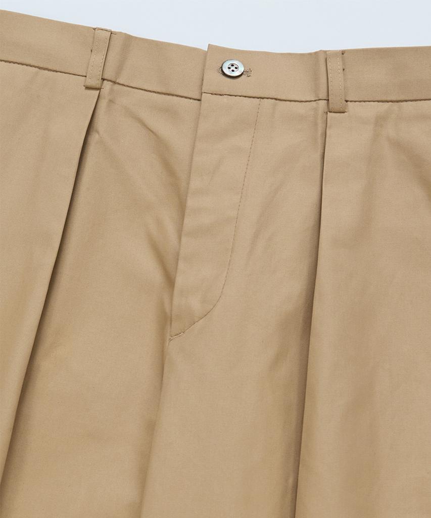 BELLIEF Gabardine Cotton Single Pleat Banding Chino (Khaki)