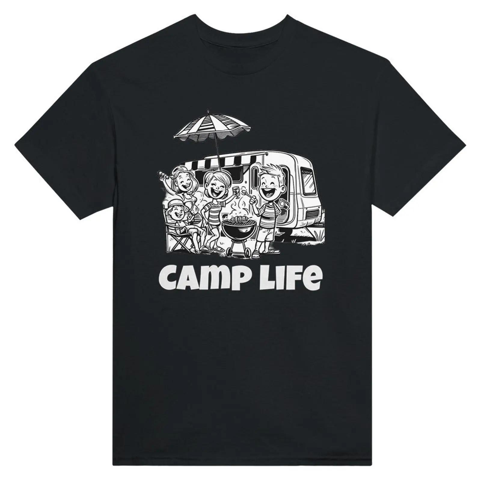 

Funny Camp Life T Shirt Camping BBQ Caravan Outdoor Adventure vintage Washed Casual homme Versatile Slightly Comfortable 5XL різнокольоровий