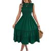 2026 Spring/Summer Sleeveless Smocked Waist Ruffle Hem Maxi Dress - Women's Casual European and American Style