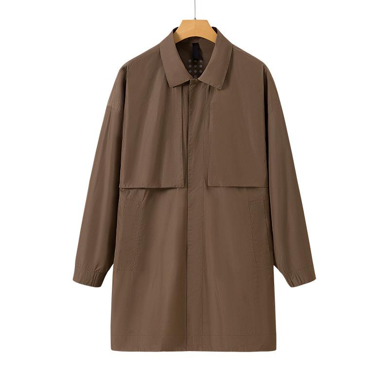 Trench Coat Men's Medium and Long Spring and Autumn Coat Trendy Korean Version Loose Casual High-end Coat
