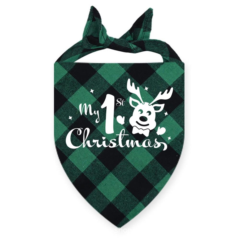 My First Christmas Print Dog Bandanas Large Pet Scarf Pet Bandana for Dog Plaid Bow Ties Collar Cats Dogs Xmas Scarf Accessories