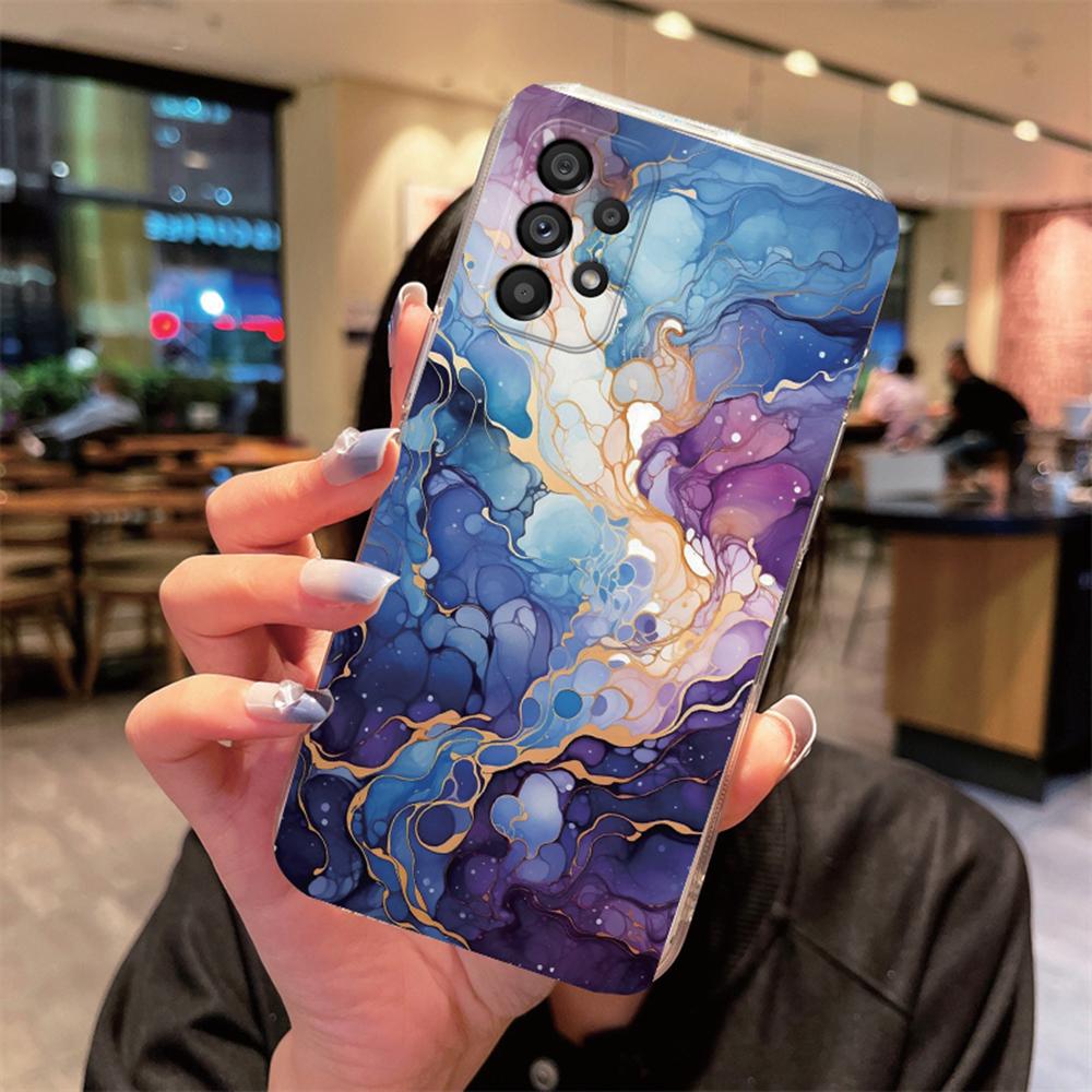 White Leopard Print Transparent Phone Case For Samsung A53 A33 A73 A23 A22 A21S A32 A52 A51 A71 Artistic Pink Marble Clear Cover