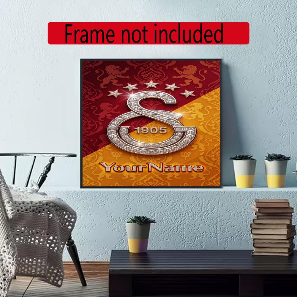 Galatasaray Personalized Name Round Diamond Painting Kit Diamond Embroidery Painting Rhinestones Mosaic Frameless Handwork Decoration Arts