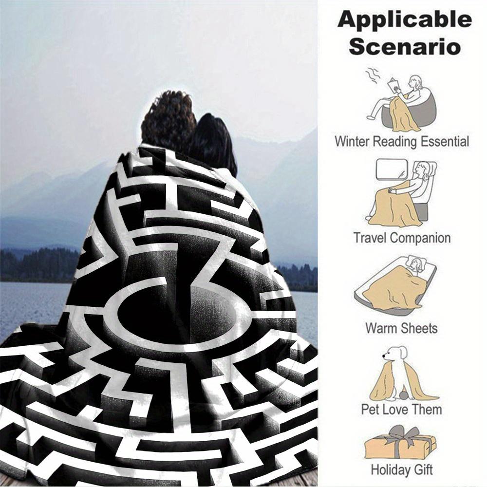 

1pc Maze,Depth,Illusion Digital Printed Flannel Blanket, Super Soft Plush Fleece Bed Cover, Multipurpose Four Seasons Hypoallergenic Quilt f 150x180cm