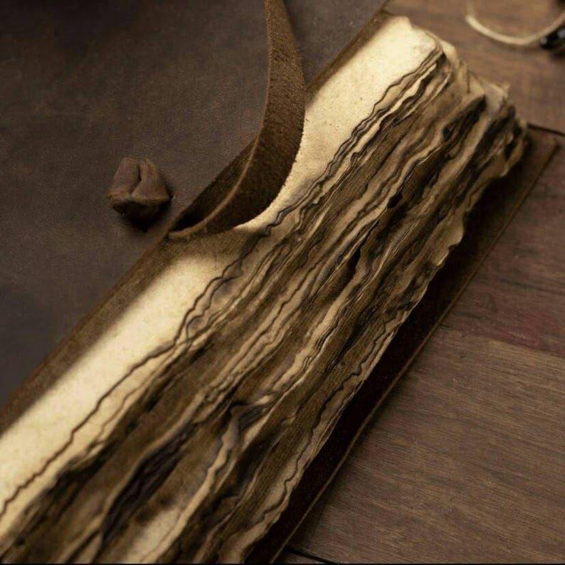 Handmade Leather Journal: Deckle Edge Paper, Book of Shadows