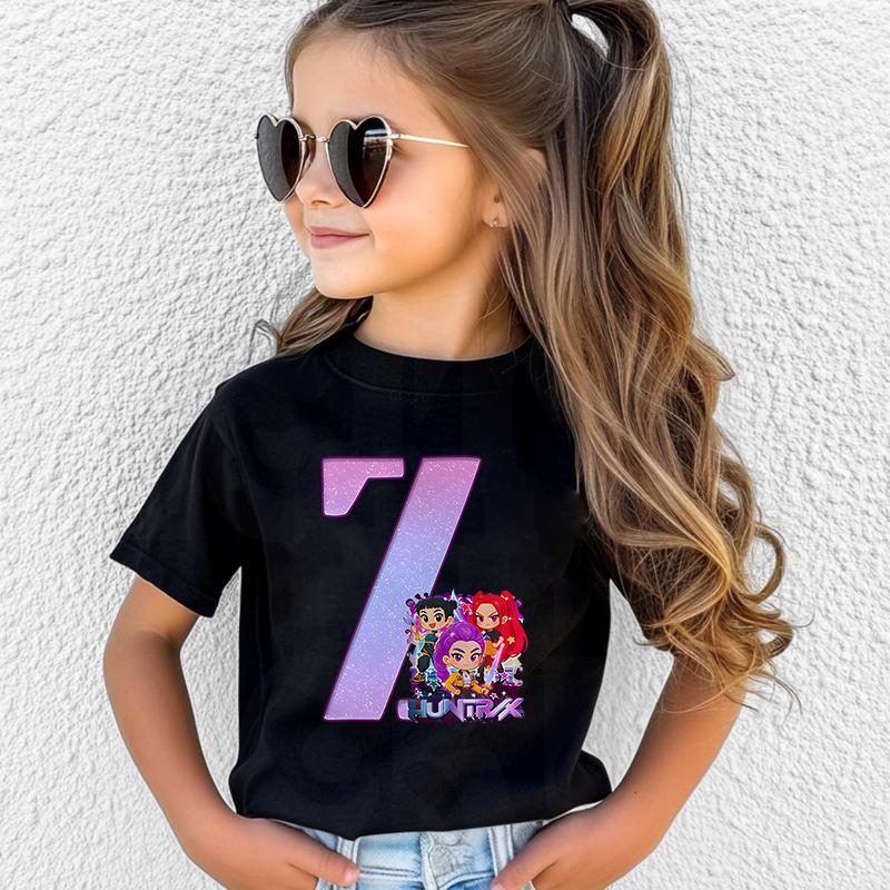 KPOP Korean Wave Witch Hunt printed T-shirt short sleeved children s round neck top KTB 100cm