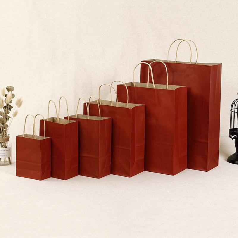 Spot Multi-color Kraft Paper Bag with Handles for Advertising, Gift Packaging, and Shopping, with Custom Printed Logo