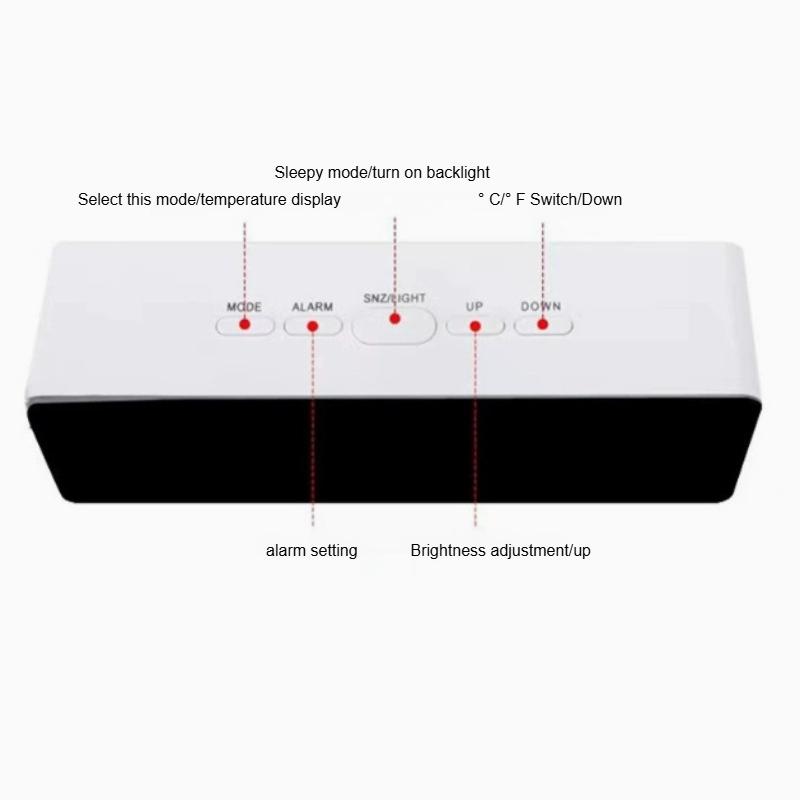 LED Mirror Alarm Clock with Night Light USB/AAA Dual-Powered Digital Display Desktop Clock