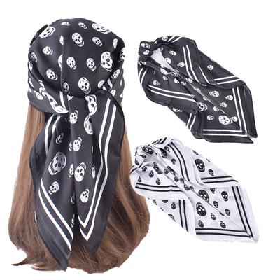 Neues Totenkopf-Muster Temperament Vielseitig 70 Kleiner Schal Quadratischer Schal Stirnband Professioneller Dekorativer Schal