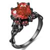 Skull Punk Heart Ring for Women Purple Crystal CZ Rings Black Color Wedding Zircon