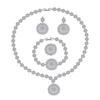 Flower Zircon Necklace Earrings Bracelet Ring Four-Piece Set Bridal Clothes Wedding Accessories Set Chain