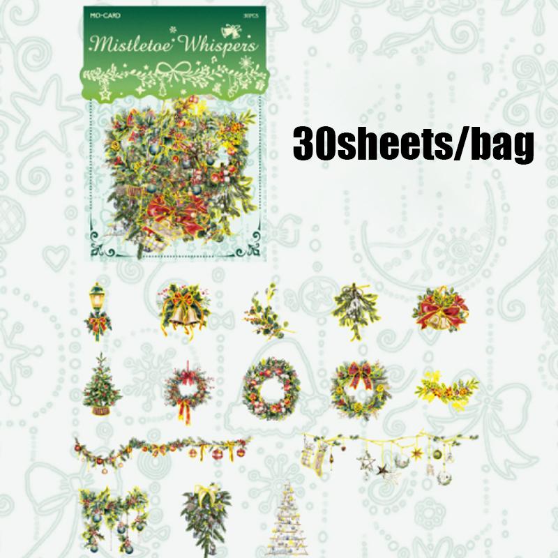 

30pcs/bags Christmas Fairy Tale Series PET 3D Foil Sticker DIY Journal Greeting Card Envelope Calendar Handbook Decoration