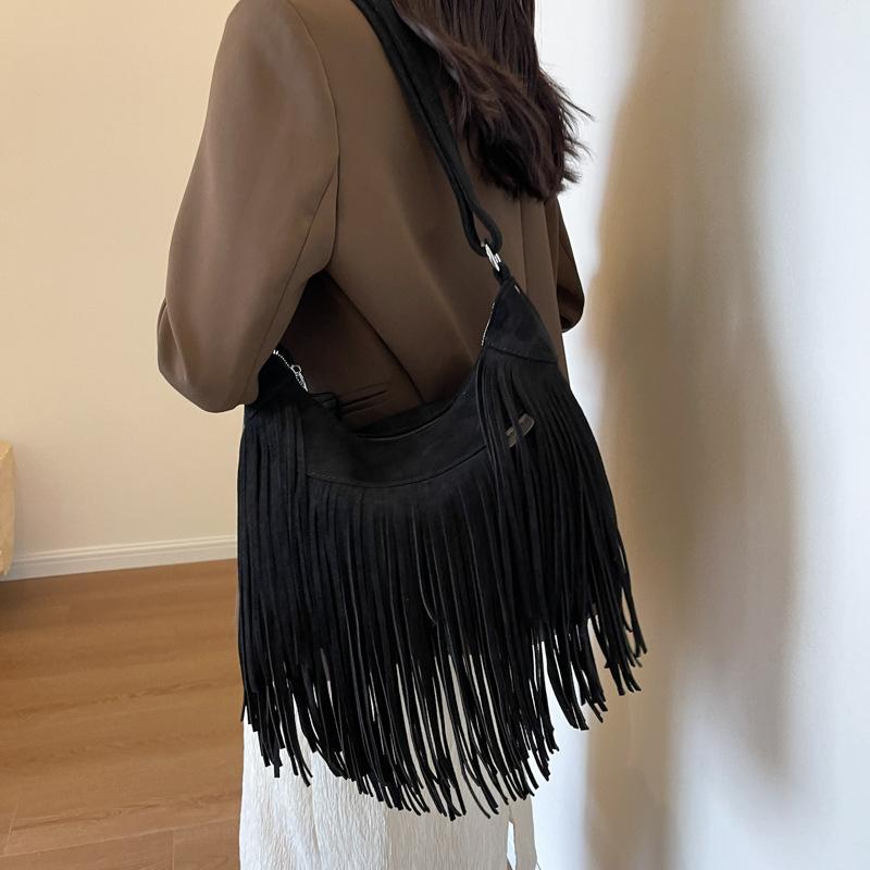 

Shoulder Handbag Tassel Purse Satchel Adjustable Strap Modern Fringe Tote Purse Fashion Vacation Laptop Work 27x7.5x26cm