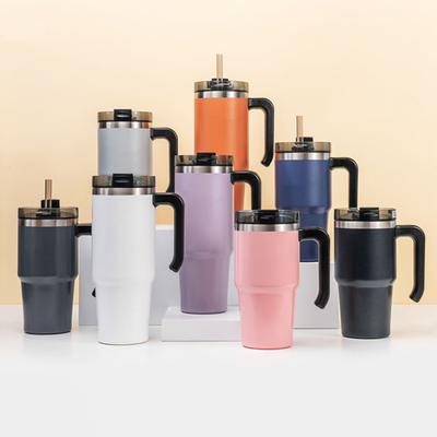 600/900 ml Isolierbecher, großes Fassungsvermögen, auslaufsicher, doppellagig, mit Griff, Edelstahl, für Auto-Thermokaffee