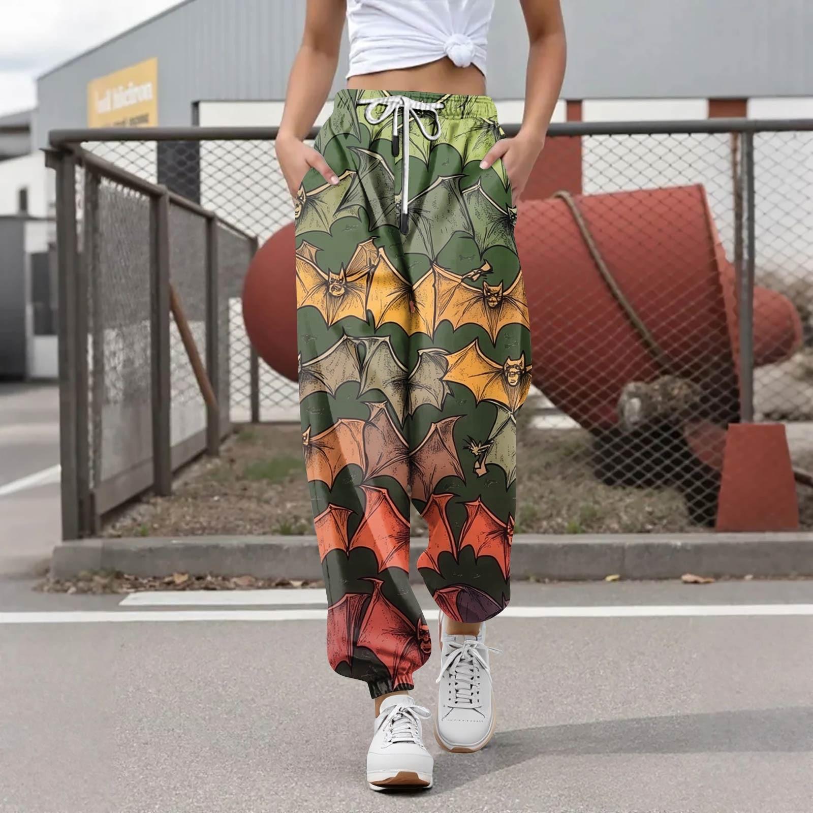 

Women s Casual Fashion Halloween Printed Leisure Pants Sweatpants Trousers Drawstring Elastic Waist Drawstring Drawstring Pants L армія зелений колір