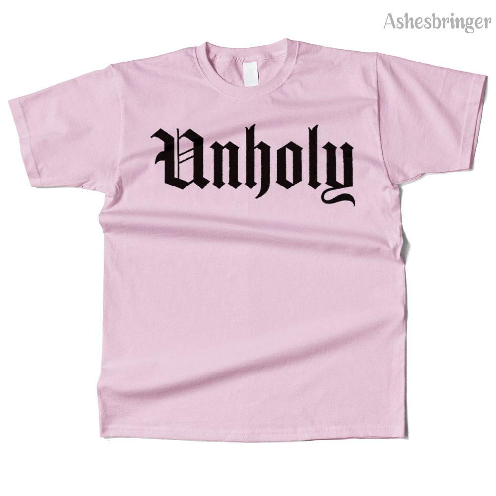 Mens Cotton Unholy Champion Graphic High Quality T Shirt Street Casual Style Tee for Men and Women