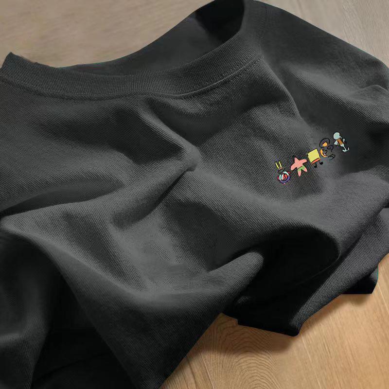 

Мужская белая модная хлопковая футболка с коротким рукавом и круглым вырезом - Повседневный свободный крой L (125-145 lbs)