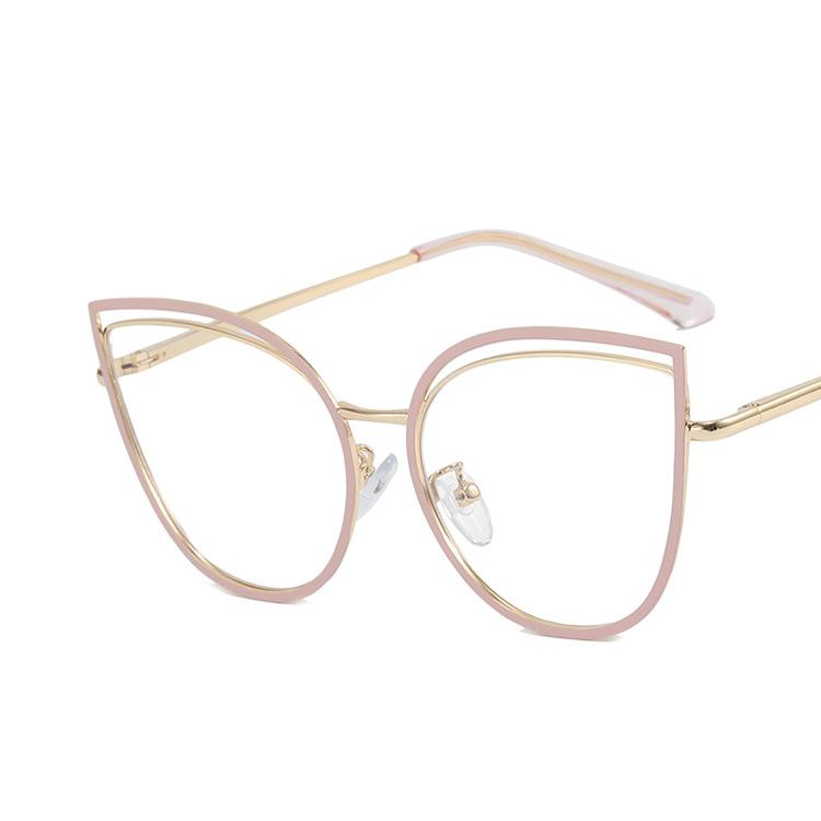 Women's Glasses Anti-Blue Light Fashion Retro Characteristic Artistic Hollow Cat's Eye Plain Glasses Student Commuter Street Shooting Travel Glasses