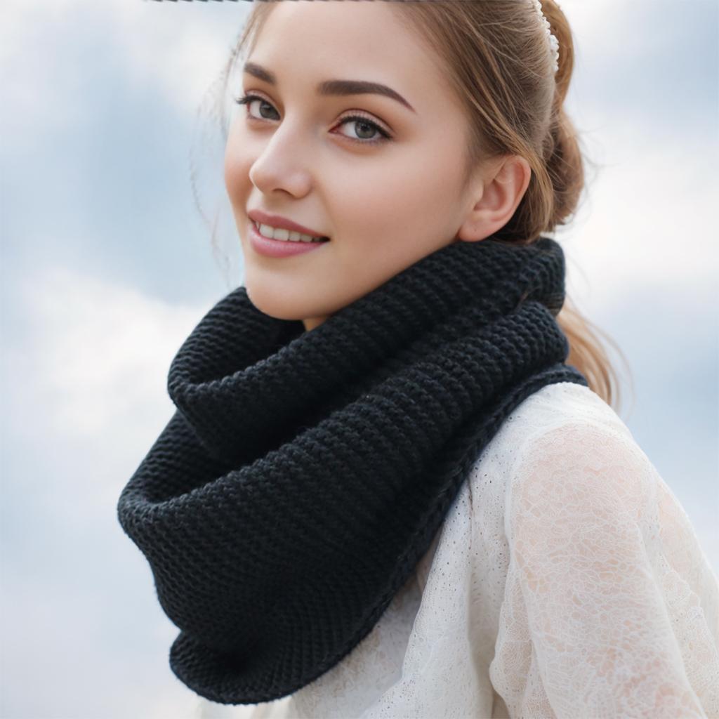 Fashion Ladies Solid Color Knitting Scarf Winter Warm Necklace Scarf for Women Clothing Accessories Female Scarves 47*27cm