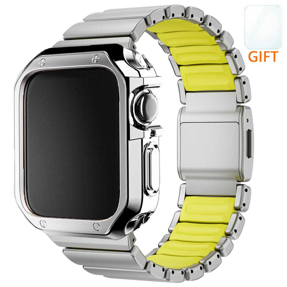 Cinturino in Titanio+Custodia in TPU per Apple Watch Ultra 3 2 49mm 46mm 45mm 44mm Braccialetto da Uomo d'Affari per iwatch 11 10 9 8 7 6 5 4 SE Cinturino