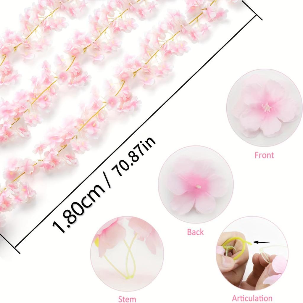 Artificial Cherry Blossom Vine for Home, Wedding, Ceiling, and Wall Decor