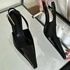 Fashion Luxury Design Pointed Toe Woman Pumps 2025 Elegant Slingbacks Buckle Strap Thin Heels Sandals Female Wedding Party Mules Shoes