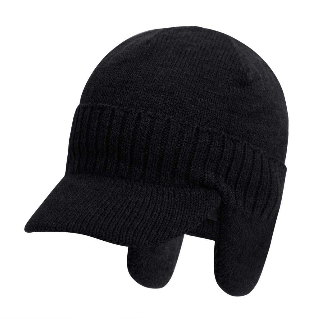 Afindern Knit Cap for with Earmuffs and Fleece and Stylish Casual Hat for Outdoor and Available In 2 Colors for Fall and Winter Men's Cycling, Lining,