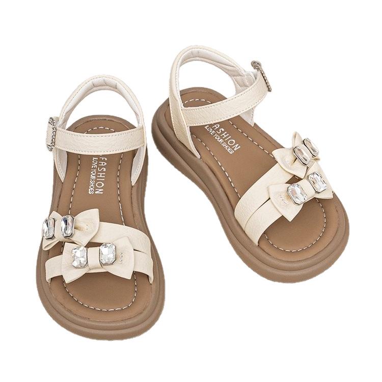 2026 Summer Girls' Bow Beach Sandals - Princess Open-Toe Shoes for Little Girls
