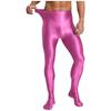 Mens Glossy Stretchy High Waist Fake Two Piece Tights Pants Leggings Yoga Wear