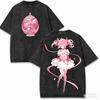 2026 Puella Magi Madoka Magica Madoka Kaname Vintage Washed Printed Loose Pure Cotton Short Sleeve Fan T-shirt