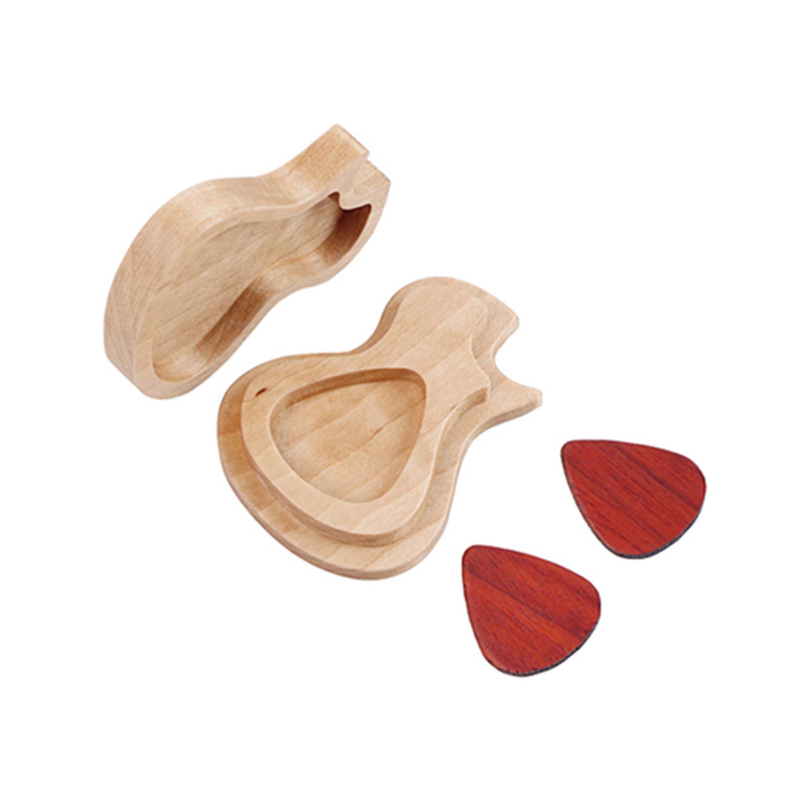 

Guitar-Shaped Wooden Pick Box Lightweight Pick Box Storage Cases with Guitar Pick Musical Instrument Accessory