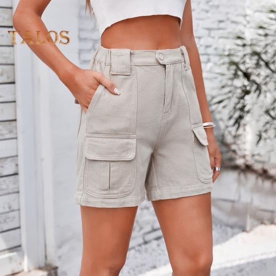 Pantaloni scurți cargo de damă, casual, până la genunchi, bermude cu buzunare multiple, pantaloni cargo de vară cu picior drept