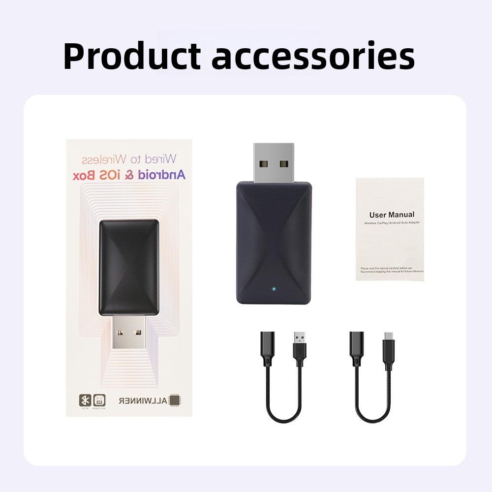 Plug and Play Wireless CarPlay Box 5G WiFi6 Adapter Convert Wired to Wireless for Android Auto