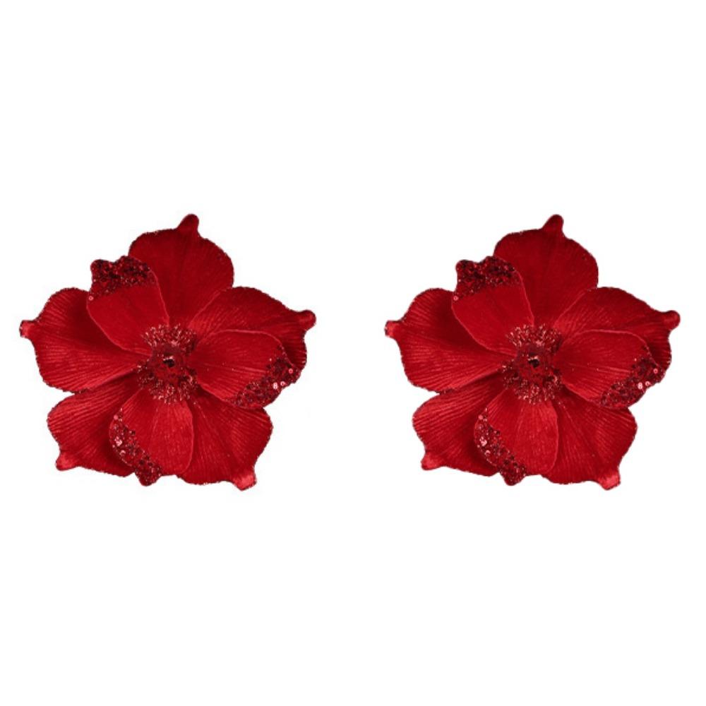 2 Pcs Hanging Simulated Flowers Flower Fake Flower Ornaments  Christmas Tree Decor