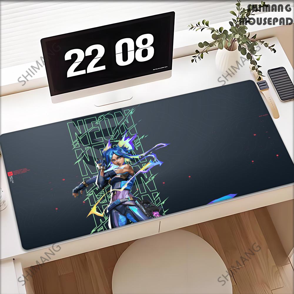 Tapete de Rato Neon Valorant Gaming XL Novo Mousepad HD XXL MousePads Borracha Natural Antiderrapante Tapete de Mesa para Mouse de Computador de Escritório