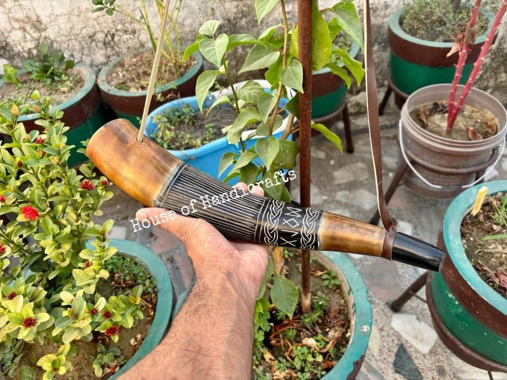 Medieval VIKING WAR HORN Battle Trumpet Hand Engraved Blow Horn 16 Inches Gift Natural Horn Bugle Hunting Tool Gift Décor