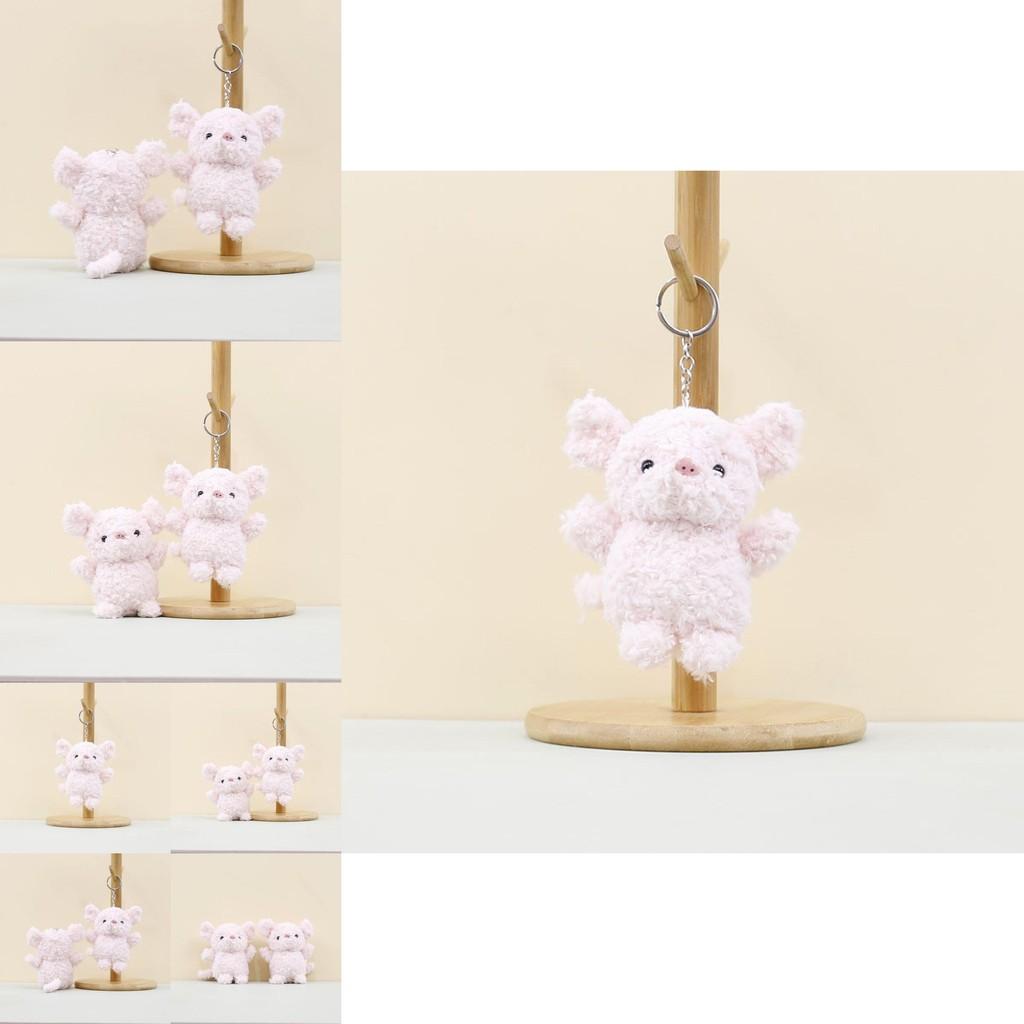Adorable Cute Pig Plush Keychain Toy Soft Coral Fleece Pig Doll Key Ring Accessory