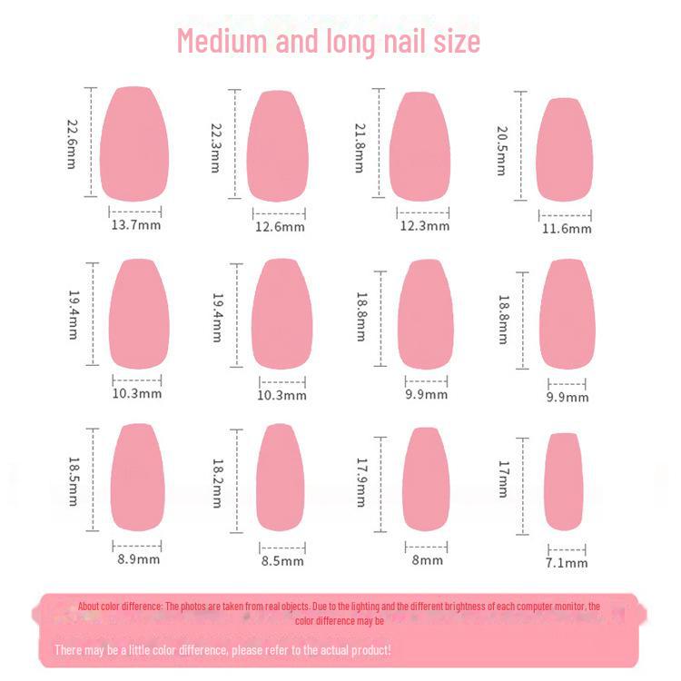 French Pearl Heart Diamond Ballet Nail Art - Medium-Length Detachable False Nails