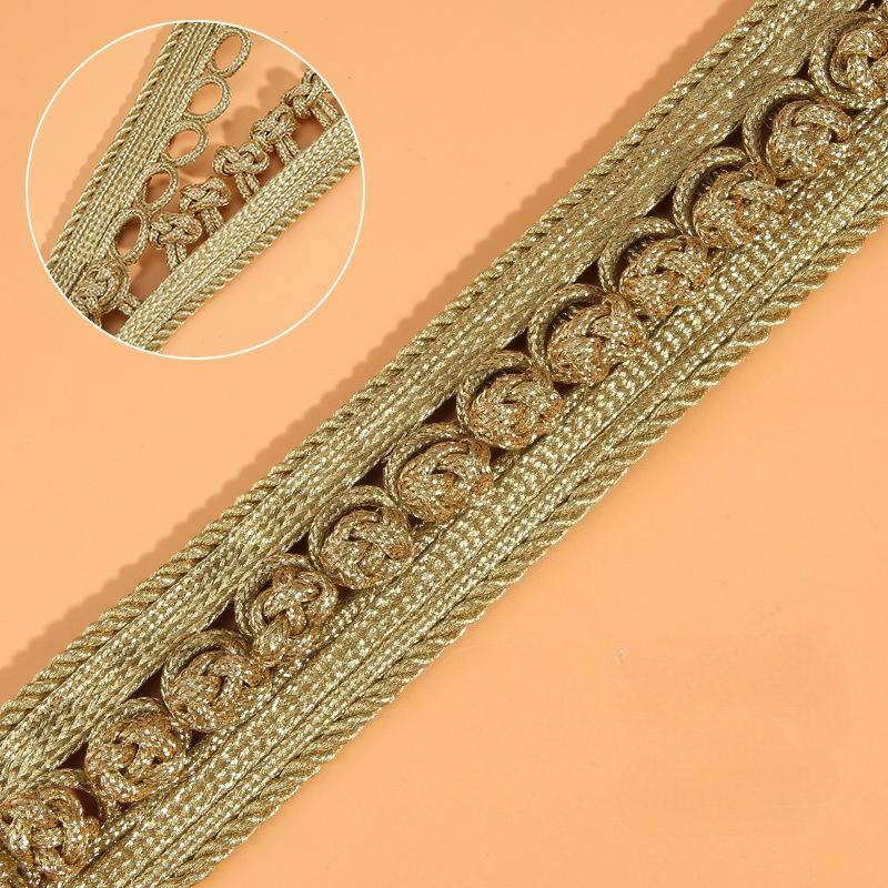 1Yard Handmade Gold Cord Patch Baroque Decorative Trim Appliques Sew on Patches for Clothing Clothes Applique