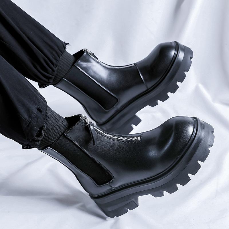 

Мужские ботинки Martin 2024 года, новые ботинки на молнии, весна-осень, черные ботинки на платформе, одна педаль, челси 50552-R 38 чёрный